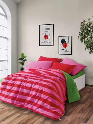 Cozy Home Popping Colors Çift Kişilik Lastikli Çarşaflı Nevresim Takımı Cherie Yeşil