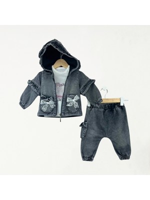 For My Baby Baby Fou Örme Kot Kız Montlu Takım