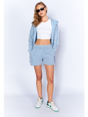 Edition Eskitme/soluk Efektli Rahat Kesim Kadın Şort | Mavi| EK100678854-8854