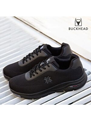 Buckhead 4321 Timar Büyük Numara Siyah Erkek Comfort Sneaker Spor Ayakkabı V1