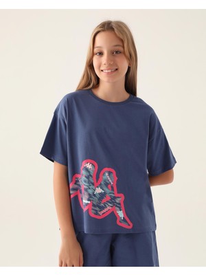 Kappa Logo Camryn Kız Çocuk Mavi Regular Fit Tişört