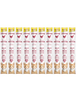 Gimcat Sticks Etli Kümes Hayvanı Ödül Çubukları 50 gr 10'lu Lezzetli Ödül İkramı