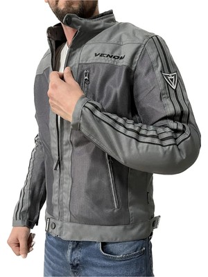 Venom Compass Gri Yazlık Motosiklet Ceketi 2XL Termal Yapı ile Sürtünmeye Dayanıklı