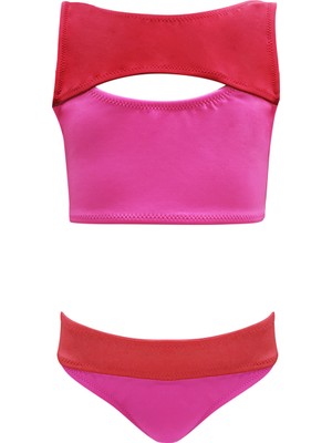 Look Me Omuz Askılı Çift Renk Cut-out Kesim 50UV Kız Çocuk Bikini Takımı BY NESSI BYRD