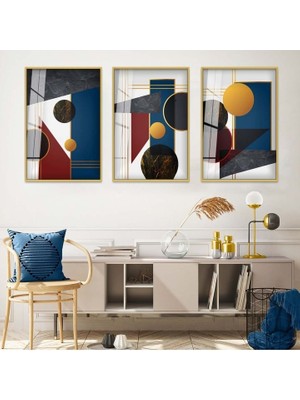 SOYUT DESEN 3'LÜ METAL ÇERÇEVELİ CAM TABLO SETİ