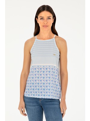 U.S. Polo Assn. Kadın Açık Mavi Kolsuz Bisiklet Yaka Tişört 50281806-VR003