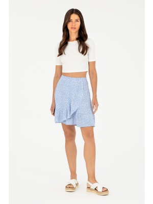 U.S. Polo Assn. Kadın Mavi Mini Boy Dokuma Etek 50282570-VR036