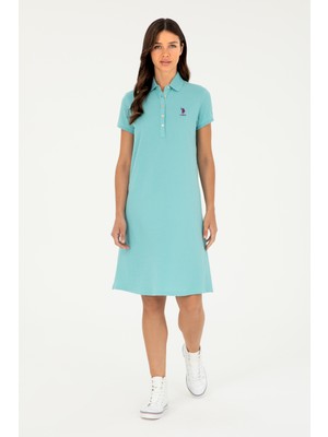 U.S. Polo Assn. Kadın Mint Polo Yaka Mini Boy Örme Elbise 50280038-VR090