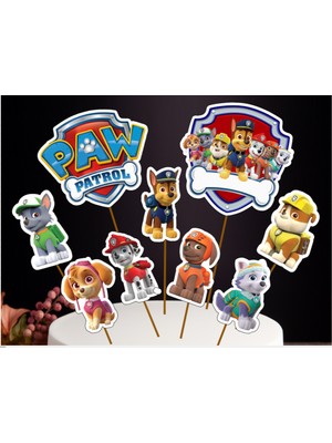 Hiras Dizayn Paw Patrol Büyük Pasta Kürdanı Pasta Süsü Cupcake Pasta Doğum Günü Süsleri 9 Parça