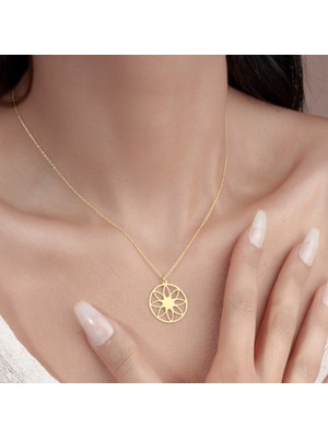 Decovienotr Tasarım Mandala Gümüş KOLYE,925 Ayar Gümüş Kolye,gümüş,rose Gold,altın Kaplama Kolye