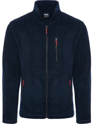 Çağdaş İş Güvenliği Ekipmanları Lacivert Renk Tam Fermuarlı 3 Cepli Erkek Polar