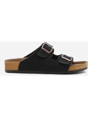 Tonny Black Siyah Ayarlamalı Terlik Kadın Kullanıcılar İçin Poli Taban ve Çift Toka Tasarımı