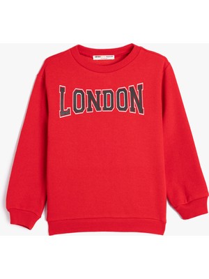 Koton Sweat Uzun Kollu Bisiklet Yaka London Baskılı