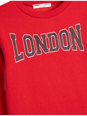 Koton Sweat Uzun Kollu Bisiklet Yaka London Baskılı