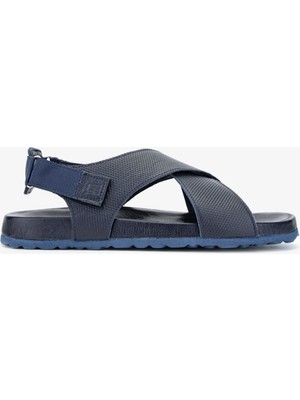 Valmenti Nia Erkek Lacivert Tekstil Deri Duz Sandalet 60 9577 Erk Sndlt Y24