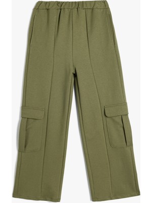 Koton Kargo Pantolon Geniş Paça Beli Lastikli Pamuklu