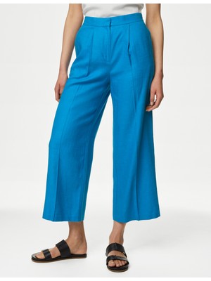 Marks & Spencer Wide Leg Crop Keten Pantolon