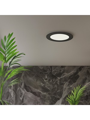 Maxled MX-1022B - 12W 6500K Soğuk Beyaz | Siyah Kasa Sıva Altı Yuvarlak LED Panel