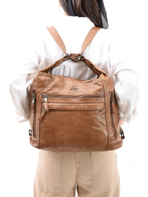 571 Collections Suni Deri Yumuşak Dokumalı Sırt Omuz Çantası Taba (Model: 571-11-13B)