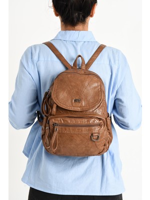 571 Collections Suni Deri yumuşak dokumalı  Sırt Çantası Taba (Model: 571-11-12H)