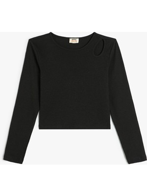 Koton Bluz Uzun Kollu Yuvarlak Yaka Pencere Detaylı