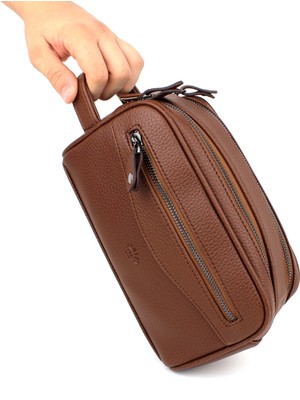 Derise Unisex Taba Günlük, Kozmetik, Seyahat El Çantası Portföy Çanta El Çantası