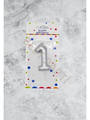 Rönesans Parti 1 Rakamı Gümüş Renk Duğum Günü Pasta Mumu