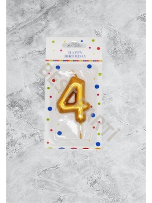 Best Parti 4 Rakamı Gold Renk Duğum Günü Pasta Mumu