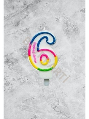 Best Parti 6 Rakamı Gökkuşağı Renk Duğum Günü Pasta Mumu
