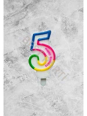 Rönesans Parti 5 Rakamı Gökkuşağı Renk Duğum Günü Pasta Mumu