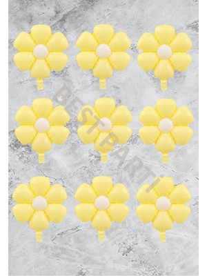 Bal10 Dünyası Papatya Folyo Balon Seti 9'lu Makaron Sarı