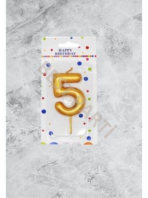 Bal10 Dünyası 5 Rakamı Gold Renk Duğum Günü Pasta Mumu