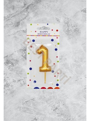 Bal10 Dünyası 1 Rakamı Gold Renk Duğum Günü Pasta Mumu