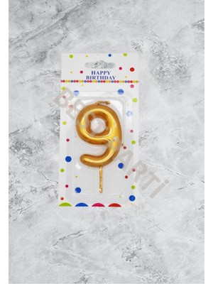 Best Parti 9 Rakamı Gold Renk Duğum Günü Pasta Mumu