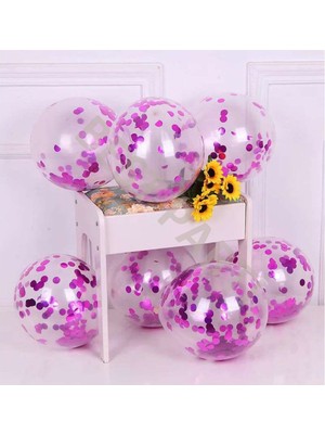 Rönesans Parti 10'lu Pembe Konfetili Şeffaf  Latex Balon Seti