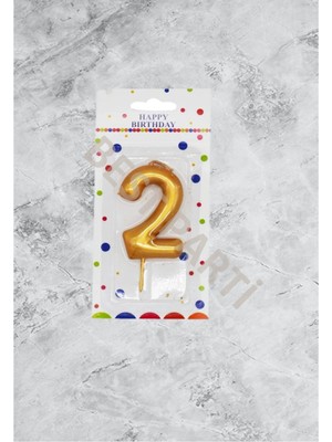 Bal10 Dünyası 2 Rakamı Gold Renk Duğum Günü Pasta Mumu