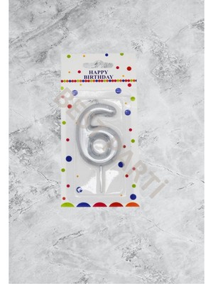 Bal10 Dünyası 6 Rakamı Gümüş Renk Duğum Günü Pasta Mumu