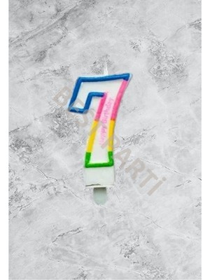 Rönesans Parti 7 Rakamı Gökkuşağı Renk Duğum Günü Pasta Mumu