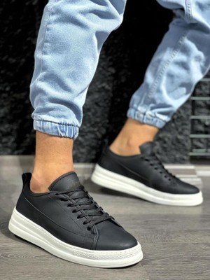 Uomo Forte Gnt-2920 Erkek Sneakers Ayakkabı Siyah (Beyaz Taban)