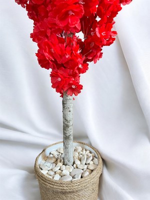 Özcan Flowers Hasır Saksıda 100 cm Kırmızı Bahar Dalı