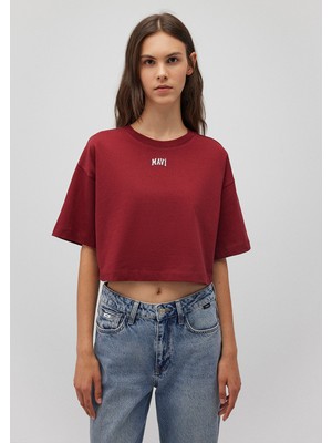 Mavi Logo Baskılı Kırmızı Crop Tişört 1611585-70392