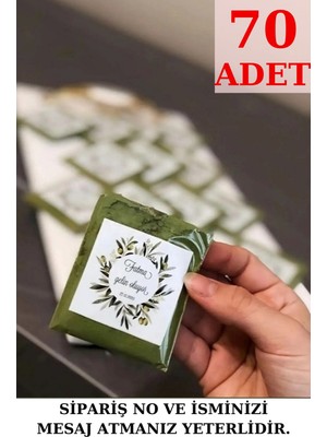 Emtory Home 70 Adet Kına Paketi - Kişiye Özel Yazı - 5x5 Cm - Hediyelik Kına - Kına