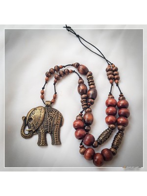 Z Jewelry Art Darma - El Yapımı Etnik Otantik Bohem Kadın Erkek Unisex Fil Kolye