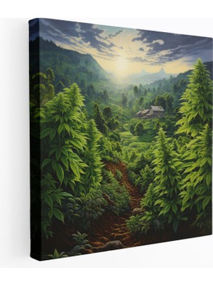 Ot Kanvas Tablo - Pitoresk Esrar Plantasyonu - Ot, Yemyeşil Tarlalar, Doğal Güzellik, Kanvas Tablo, 30 x 30 cm
