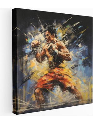 Muay Thai Tekme Kanvas Tablo, 30 x 30 cm