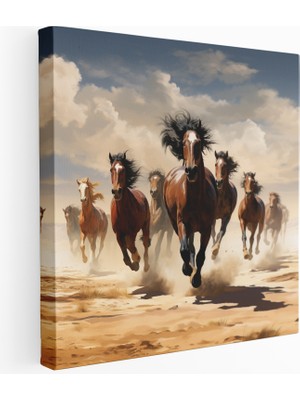 Dinamik At Izdihamı Kanvas Tablo, 30 x 30 cm