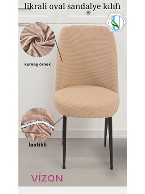 Uy Style Tekstil Likrali Kumaş Oval Sandalye Kılıfı, Sandalye Örtüsü Piti Kare Desen 1 Adet