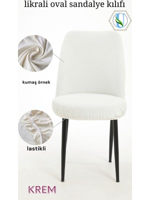 Uy Style Tekstil Likrali Kumaş Oval Sandalye Kılıfı, Sandalye Örtüsü Piti Kare Desen 1 Adet