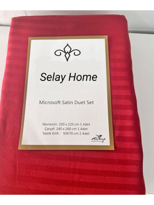 Selay Home Çift Kişilik Micro Saten Nevresim Takımı Kırmızı