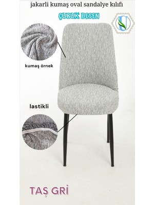 Uy Style Tekstil Jakarli Kumaş Oval Sandalye Kılıfı,sandalye Örtüsü Çubuk Desen 1 Adet